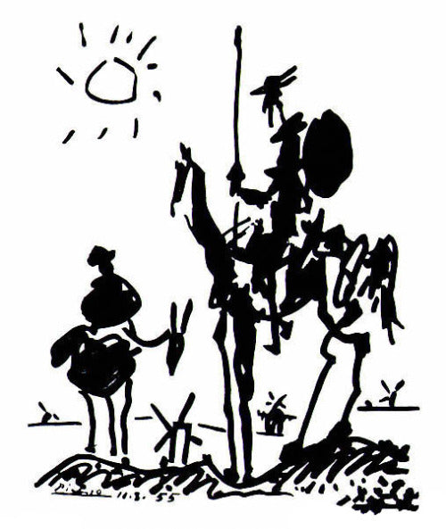 Don Quixote. 1955 sketch by Pablo Picasso of the Spanish...